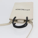 BALENCIAGA Shopping Phone Holder Shoulder Bag Leather White 593826 Auth hk3545-6