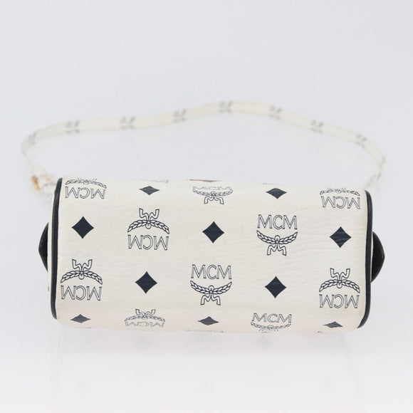 MCM Vicetos Logogram Handtas PVC Leer 2way Wit Goud Auth hk3553