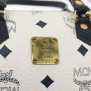 MCM Vicetos Logogram Handtas PVC Leer 2way Wit Goud Auth hk3553-12