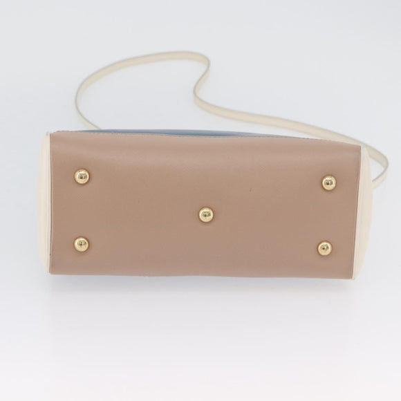 Salvatore Ferragamo Gancini Hand Bag Leather 2way Blue Gold Auth hk3580A