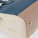 Salvatore Ferragamo Gancini Hand Bag Leather 2way Blue Gold Auth hk3580A-9