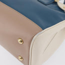 Salvatore Ferragamo Gancini Hand Bag Leather 2way Blue Gold Auth hk3580A-16