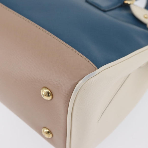 Salvatore Ferragamo Gancini Hand Bag Leather 2way Blue Gold Auth hk3580A