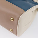 Salvatore Ferragamo Gancini Hand Bag Leather 2way Blue Gold Auth hk3580A-18