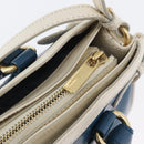 Salvatore Ferragamo Gancini Hand Bag Leather 2way Blue Gold Auth hk3580A-10
