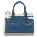 Salvatore Ferragamo Gancini Hand Bag Leather 2way Blue Gold Auth hk3580A-2
