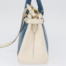 Salvatore Ferragamo Gancini Hand Bag Leather 2way Blue Gold Auth hk3580A-3