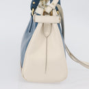 Salvatore Ferragamo Gancini Hand Bag Leather 2way Blue Gold Auth hk3580A-4