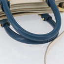 Salvatore Ferragamo Gancini Hand Bag Leather 2way Blue Gold Auth hk3580A-7