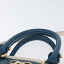 Salvatore Ferragamo Gancini Hand Bag Leather 2way Blue Gold Auth hk3580A-14