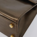 Salvatore Ferragamo Gancini Hand Bag Patent leather Brown Gold Auth hk3581-14