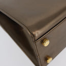 Salvatore Ferragamo Gancini Hand Bag Patent leather Brown Gold Auth hk3581-15