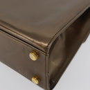 Salvatore Ferragamo Gancini Hand Bag Patent leather Brown Gold Auth hk3581-16