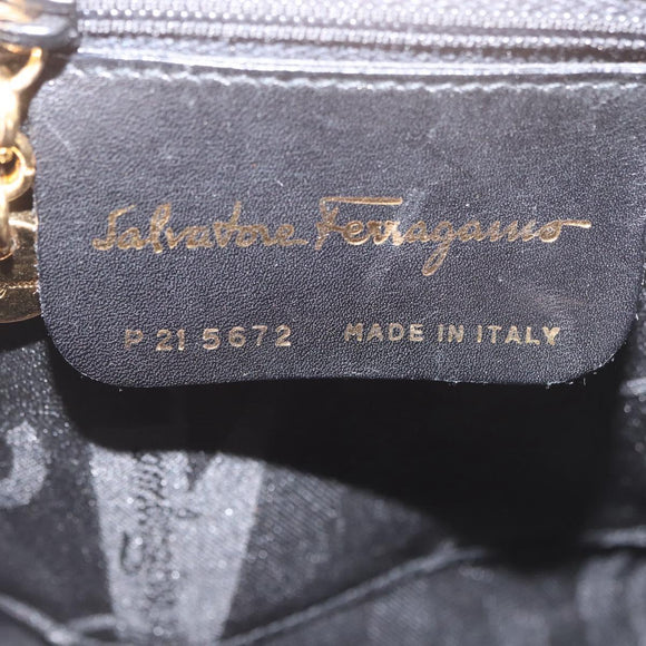 Salvatore Ferragamo Gancini Hand Bag Patent leather Brown Gold Auth hk3581