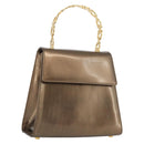 Salvatore Ferragamo Gancini Hand Bag Patent leather Brown Gold Auth hk3581-1