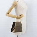 Salvatore Ferragamo Gancini Hand Bag Patent leather Brown Gold Auth hk3581-20