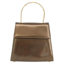 Salvatore Ferragamo Gancini Hand Bag Patent leather Brown Gold Auth hk3581-13