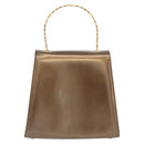 Salvatore Ferragamo Gancini Hand Bag Patent leather Brown Gold Auth hk3581-2