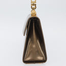 Salvatore Ferragamo Gancini Hand Bag Patent leather Brown Gold Auth hk3581-3