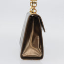 Salvatore Ferragamo Gancini Hand Bag Patent leather Brown Gold Auth hk3581-4