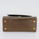 Salvatore Ferragamo Gancini Hand Bag Patent leather Brown Gold Auth hk3581-5
