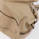 Salvatore Ferragamo Gancini Hand Bag Leather Beige Silver Auth hk3582-14