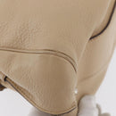 Salvatore Ferragamo Gancini Hand Bag Leather Beige Silver Auth hk3582-15
