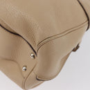 Salvatore Ferragamo Gancini Hand Bag Leather Beige Silver Auth hk3582-16