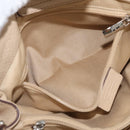 Salvatore Ferragamo Gancini Hand Bag Leather Beige Silver Auth hk3582-23