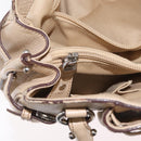 Salvatore Ferragamo Gancini Hand Bag Leather Beige Silver Auth hk3582-24