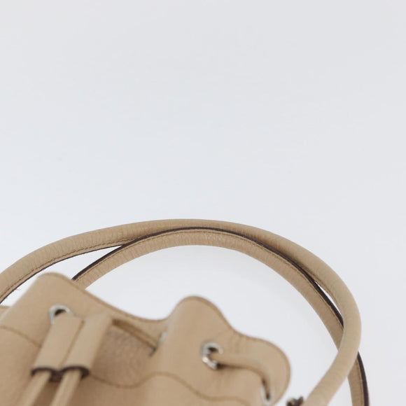 Salvatore Ferragamo Gancini Hand Bag Leather Beige Silver Auth hk3582