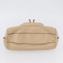 Salvatore Ferragamo Gancini Hand Bag Leather Beige Silver Auth hk3582-5