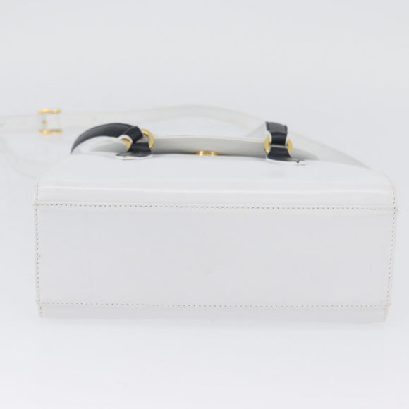 Salvatore Ferragamo Hand Bag Leather 2way White Navy gold Auth hk3583