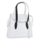 Salvatore Ferragamo Hand Bag Leather 2way White Navy gold Auth hk3583-1