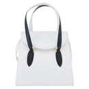Salvatore Ferragamo Hand Bag Leather 2way White Navy gold Auth hk3583-13