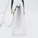Salvatore Ferragamo Hand Bag Leather 2way White Navy gold Auth hk3583-3
