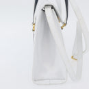 Salvatore Ferragamo Hand Bag Leather 2way White Navy gold Auth hk3583-4