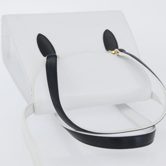 Salvatore Ferragamo Hand Bag Leather 2way White Navy gold Auth hk3583