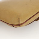 CARTIER Shoulder Bag Leather Beige Gold Auth hk3586-15