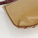 CARTIER Shoulder Bag Leather Beige Gold Auth hk3586-16