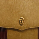 CARTIER Shoulder Bag Leather Beige Gold Auth hk3586-10