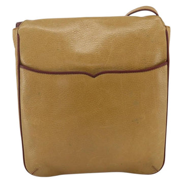 CARTIER Shoulder Bag Leather Beige Gold Auth hk3586 - 0