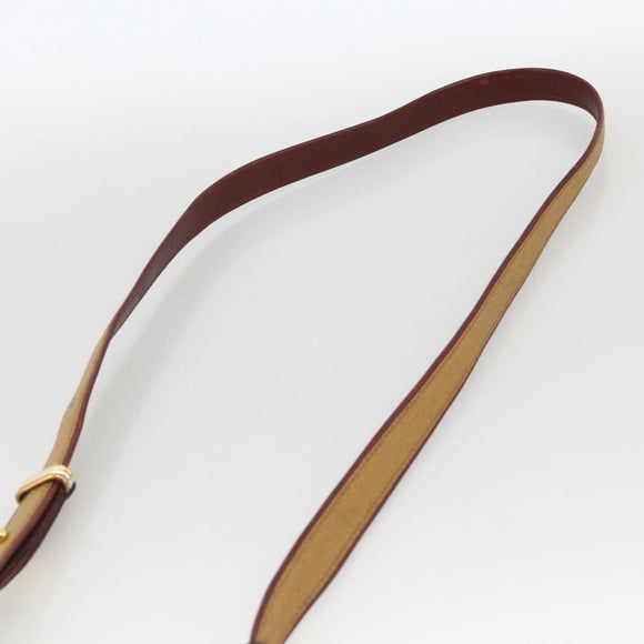 CARTIER Shoulder Bag Leather Beige Gold Auth hk3586