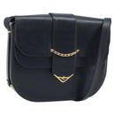 CARTIER Shoulder Bag Leather Navy Gold Auth hk3587-1