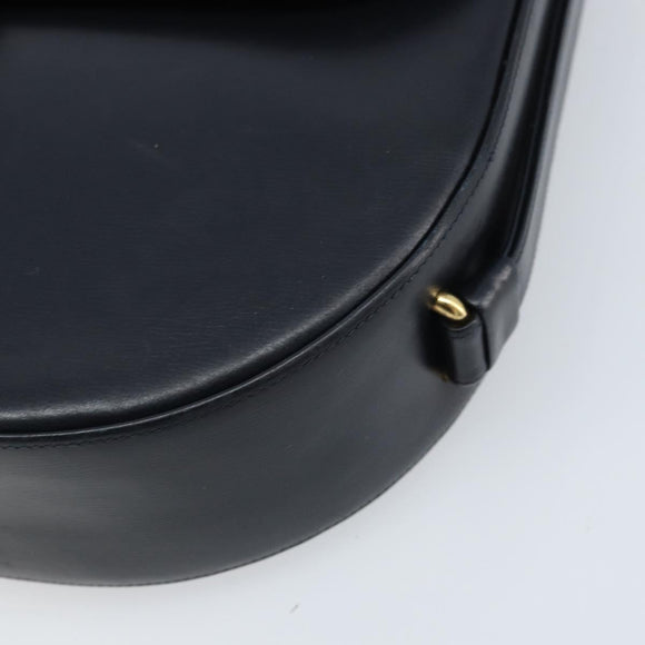 CARTIER Shoulder Bag Leather Navy Gold Auth hk3587