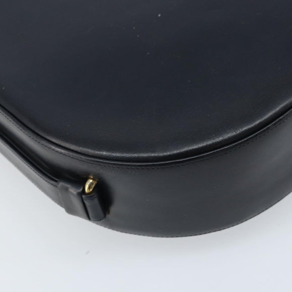 CARTIER Shoulder Bag Leather Navy Gold Auth hk3587