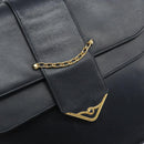 CARTIER Shoulder Bag Leather Navy Gold Auth hk3587-17