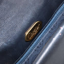 CARTIER Shoulder Bag Leather Navy Gold Auth hk3587-18