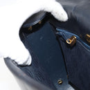 CARTIER Shoulder Bag Leather Navy Gold Auth hk3587-20