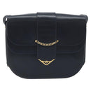 CARTIER Shoulder Bag Leather Navy Gold Auth hk3587-13